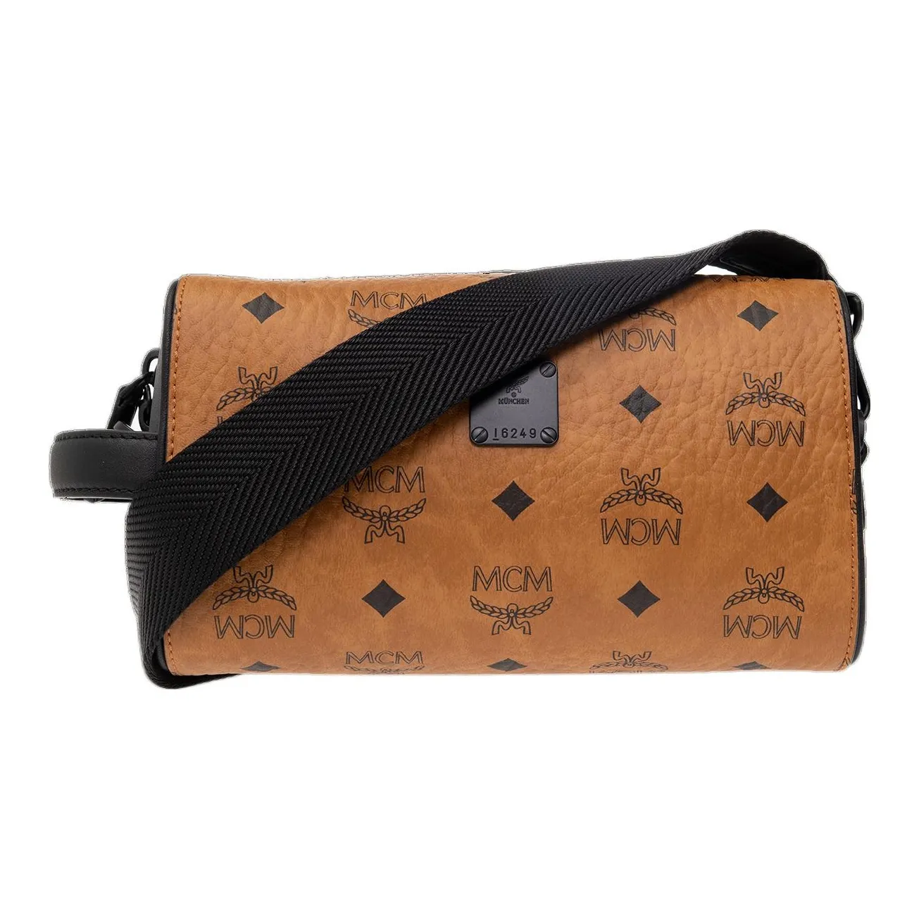 MCM Canvas With Leather Trim Shoulder Bag, Crossbody Bag, Toiletry Bag, Makeup Bag Medium Size Women's Brown