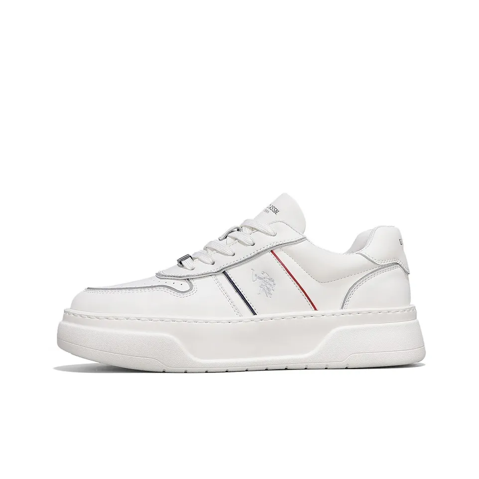U.S. POLO ASSN. Минималистский стиль Платформа Белый Кроссовки с увеличением высоты Легкий Низкий Топ Кроссовки для скейтбординга Мужской