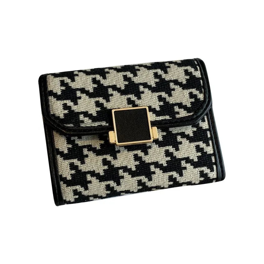 PINK·LAND Canvas Microfiber Synthetic Leather Canvas Bag Card Holder Regular Women's Black/Earth Yellow