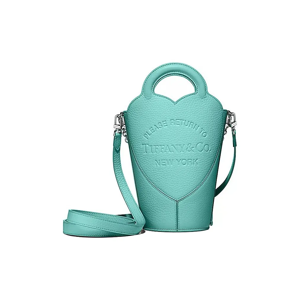 TIFFANY & CO. Taurillon Leather Bucket Bag, Handbag, Shoulder Bag, Crossbody Bag Mini Women's Blue