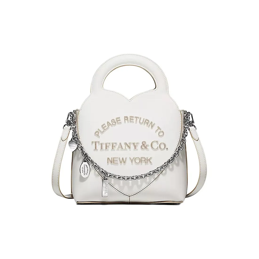 TIFFANY & CO. Leather Tote Bag Shopping Bag Handbag Shoulder Bag Crossbody Bag Mini Women's White