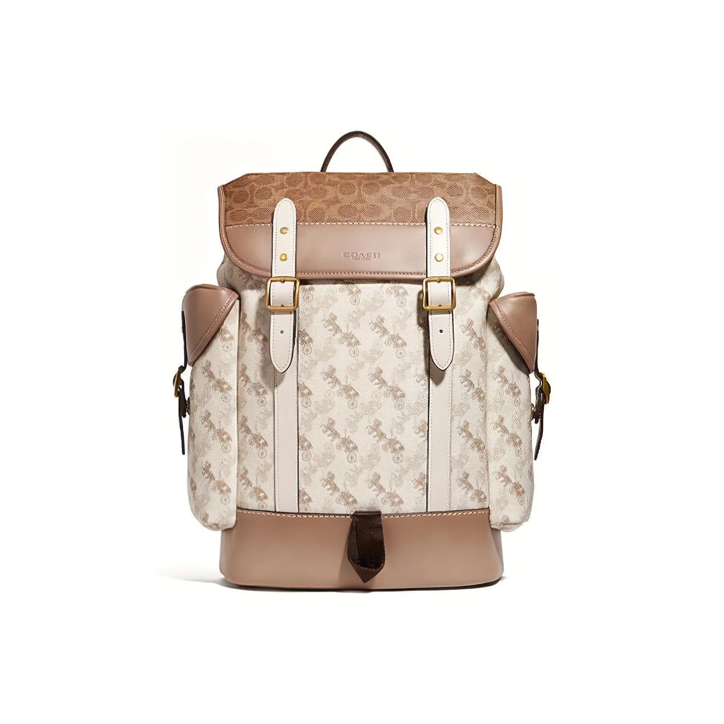 COACH Leather Backpack Tubas Men's Beige & Brown