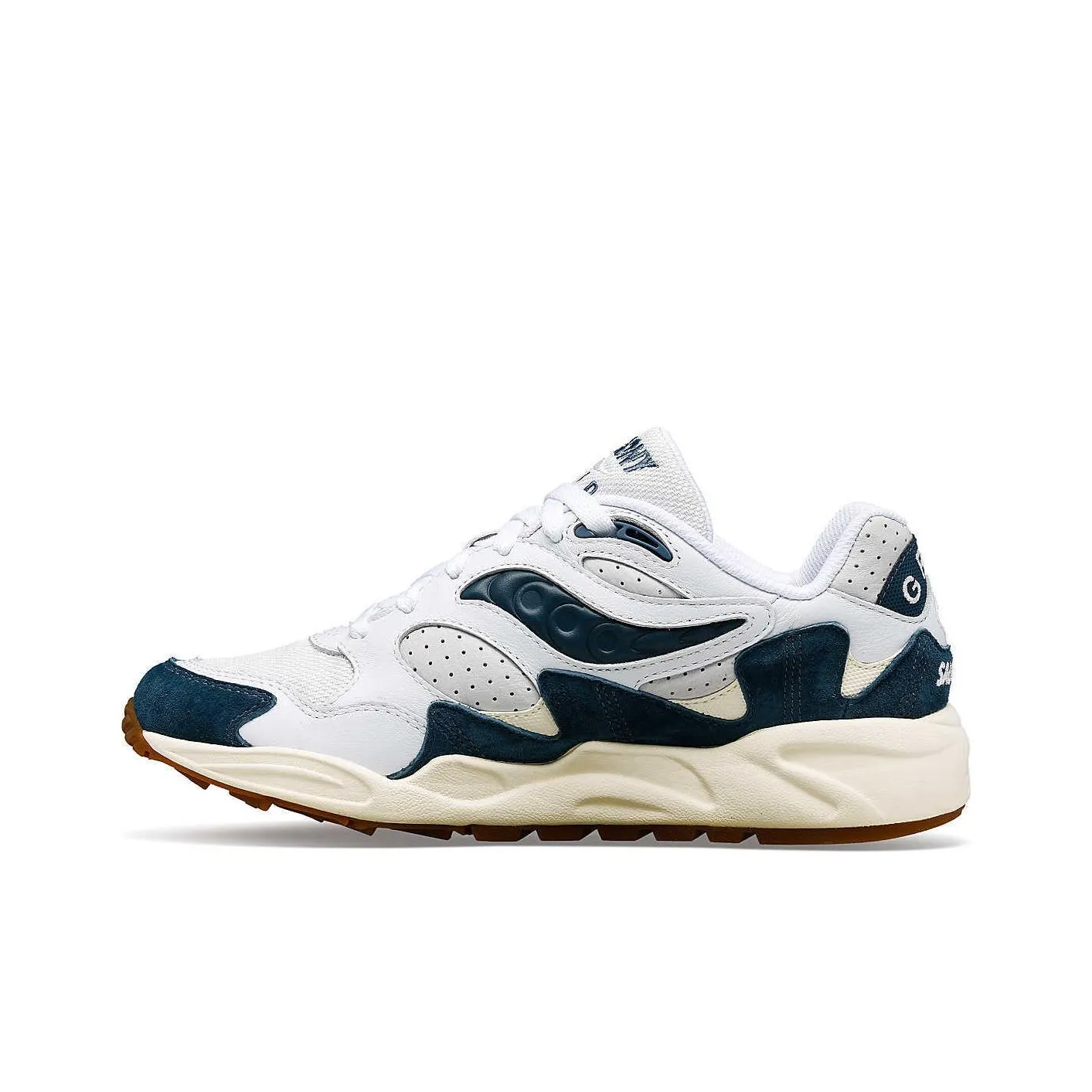 Saucony Grid Shadow 2 Устойчивый к истиранию Дышащий Низкий Топ Повседневная обувь Мужская Белый Синий