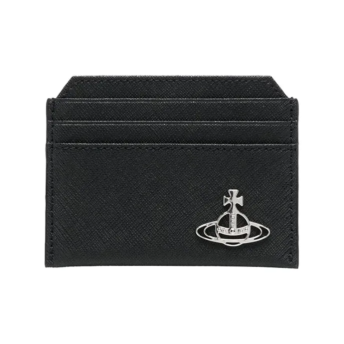 Vivienne Westwood Saffiano Телячья кожа Держатель для карт Держатель для карт Мужской Черный