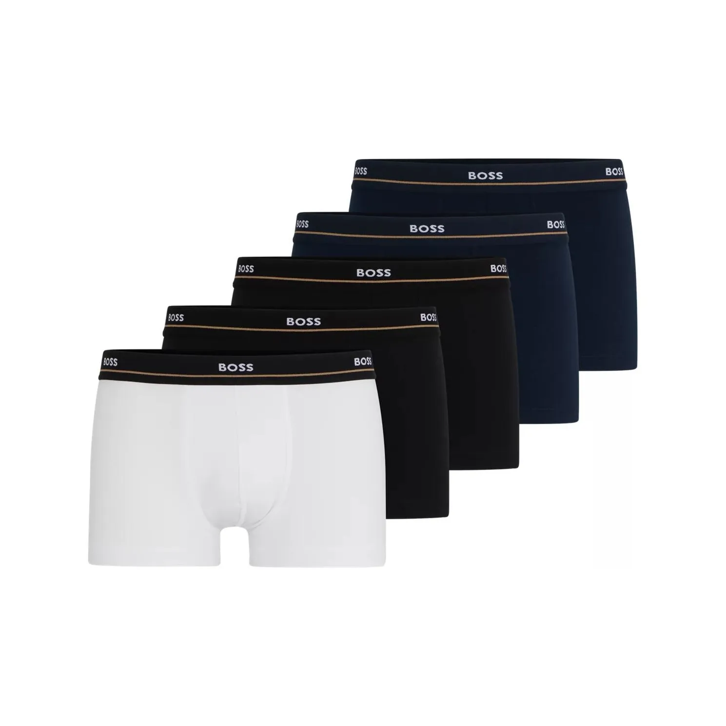 Hugo Boss FIVE Пачка OF Эластичный хлопок Транкс с логотипом на поясе Нижнее белье Мужской 5 пар