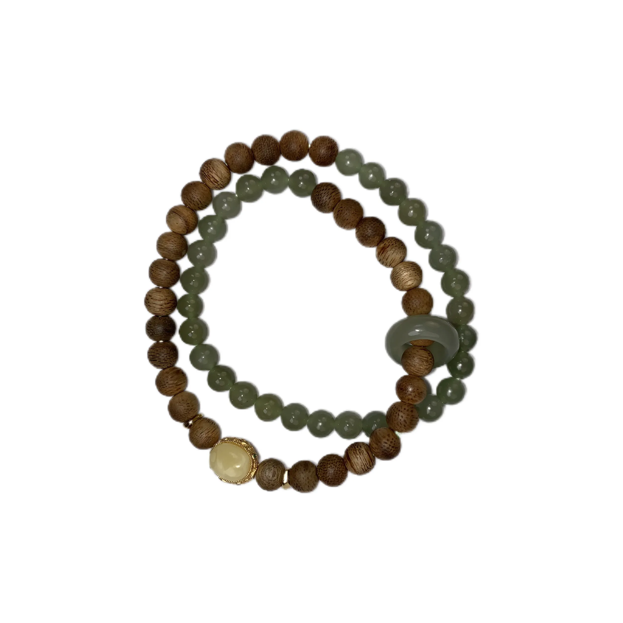 Xian Mu Fang Hetian Jade Multi Wrap Beaded Bracelet Unisex Green Jade