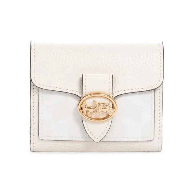 COACH Georgie Кожа Монетница Клатч Кошелек Маленький Женский Чисто Белый