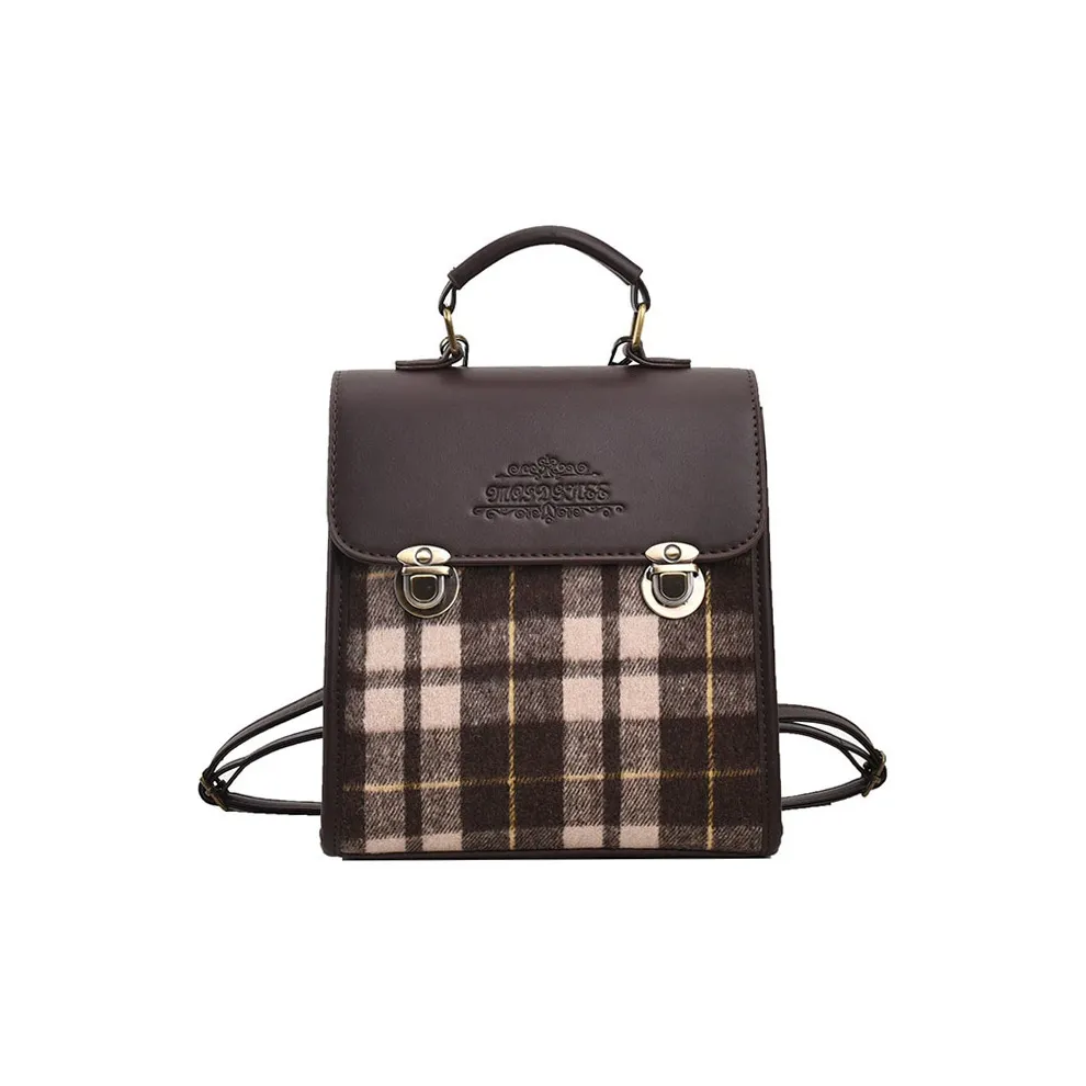 Meow In The Grass PU Backpack Regular Women's Coffee/Brown/Khaki