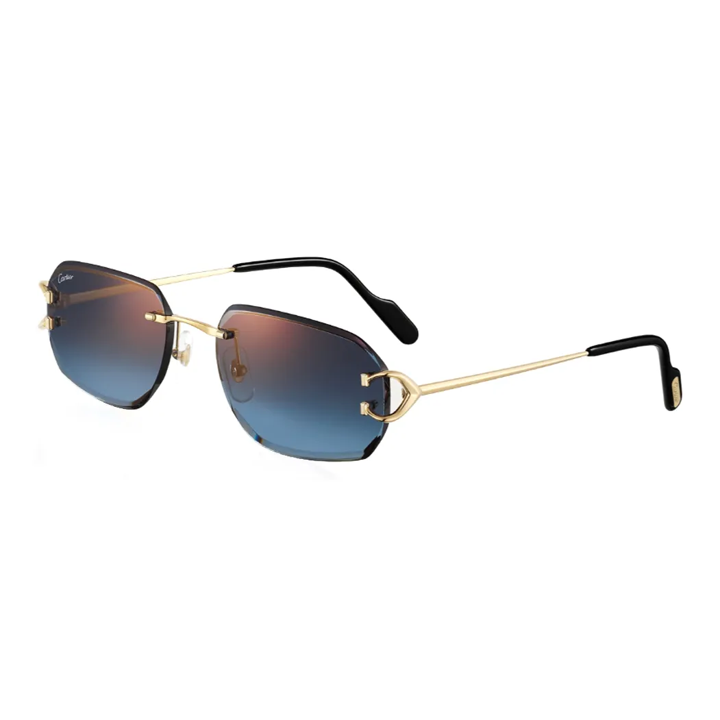CARTIER Metal Irregular Shape Sunglasses Unisex Gold
