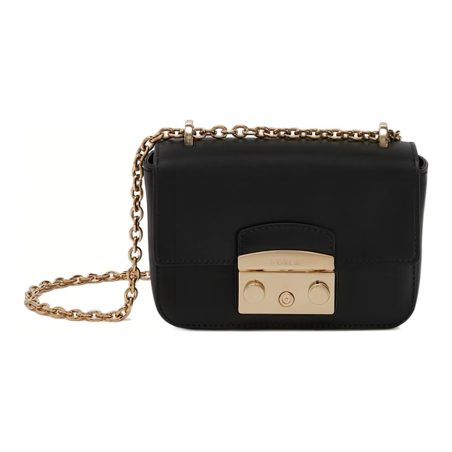 Furla Metropolis Collection Calfskin Shoulder Bag Crossbody Bag Mini Women's Black
