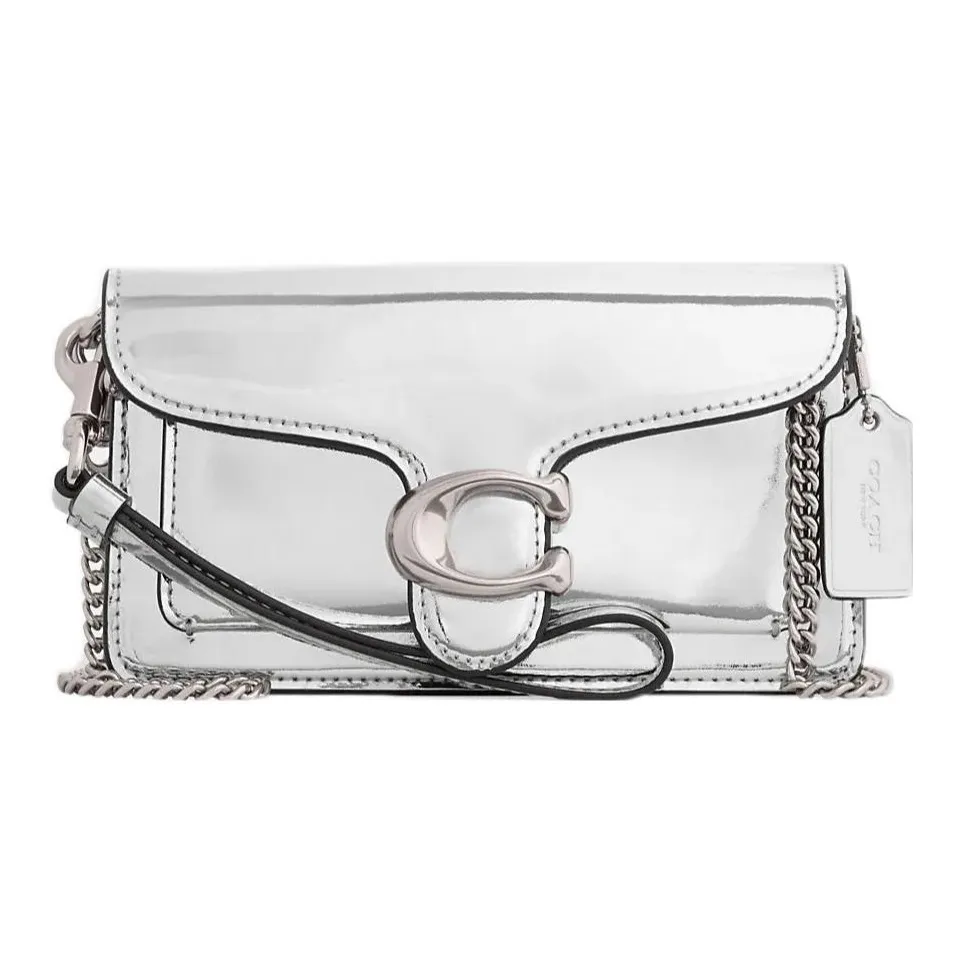 COACH Tabby Кожа Курьерская сумка Сумка Сумка через плечо Женская Серебряная