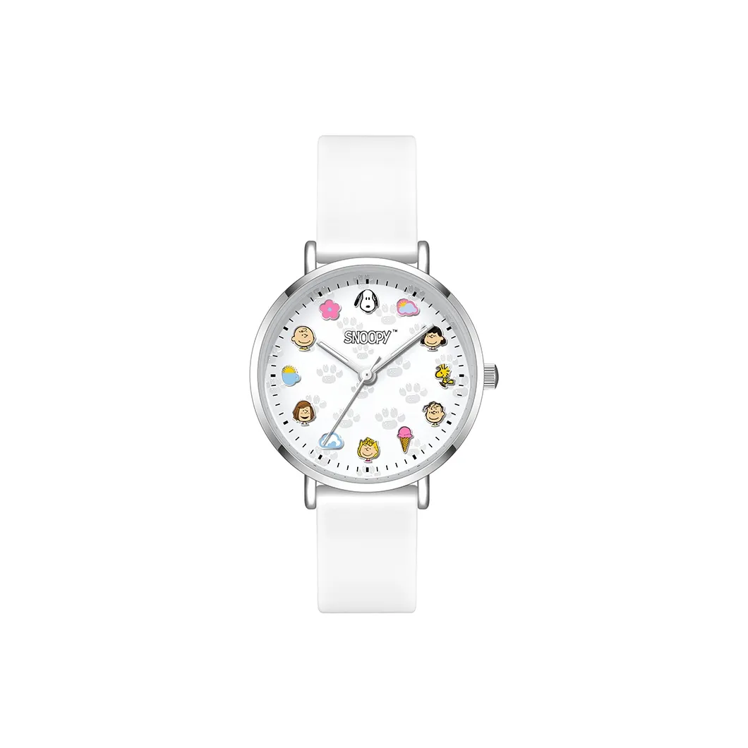 SNOOPY Кварцевый механизм Мужские часы Белый циферблат