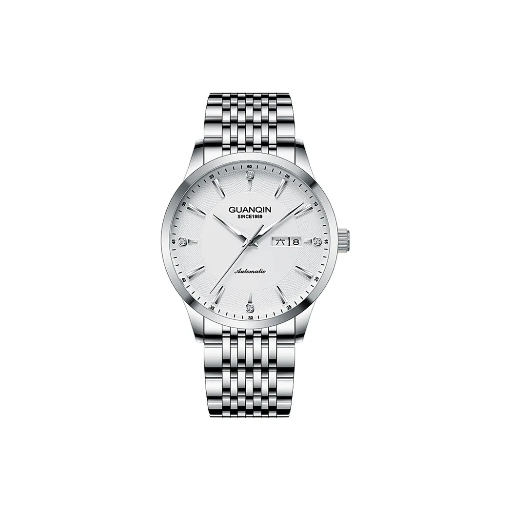 GUANQIN GJ16269 Автоматический механический механизм ремешок из нержавеющей стали мужские часы белый циферблат