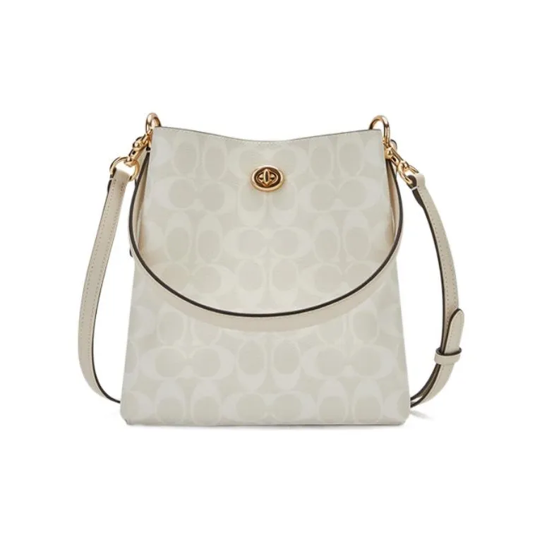 COACH Charlie PVC Bucket Bag, Tote Bag, Shopping Bag, Handbag, Shoulder Bag Women's Ivory Gray & Glacier White