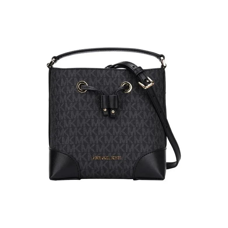 MICHAEL KORS Mercer Canvas Polyurethane Bucket Bag Handbag Shoulder Bag Crossbody Bag Small Size Women's Black