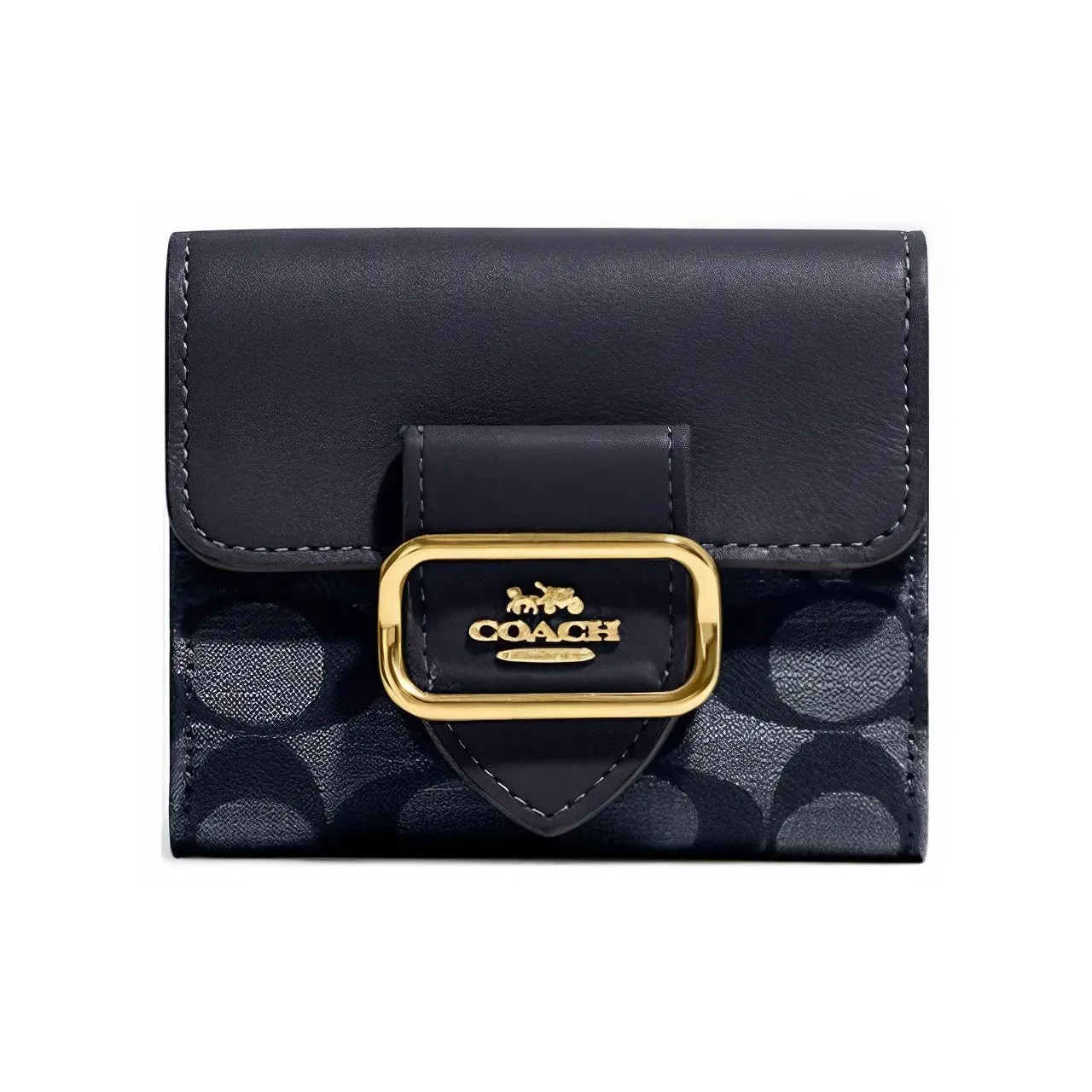 COACH Morgan Шамбре с кожаными вставками Клатч Кошелек Маленький Женский Синий