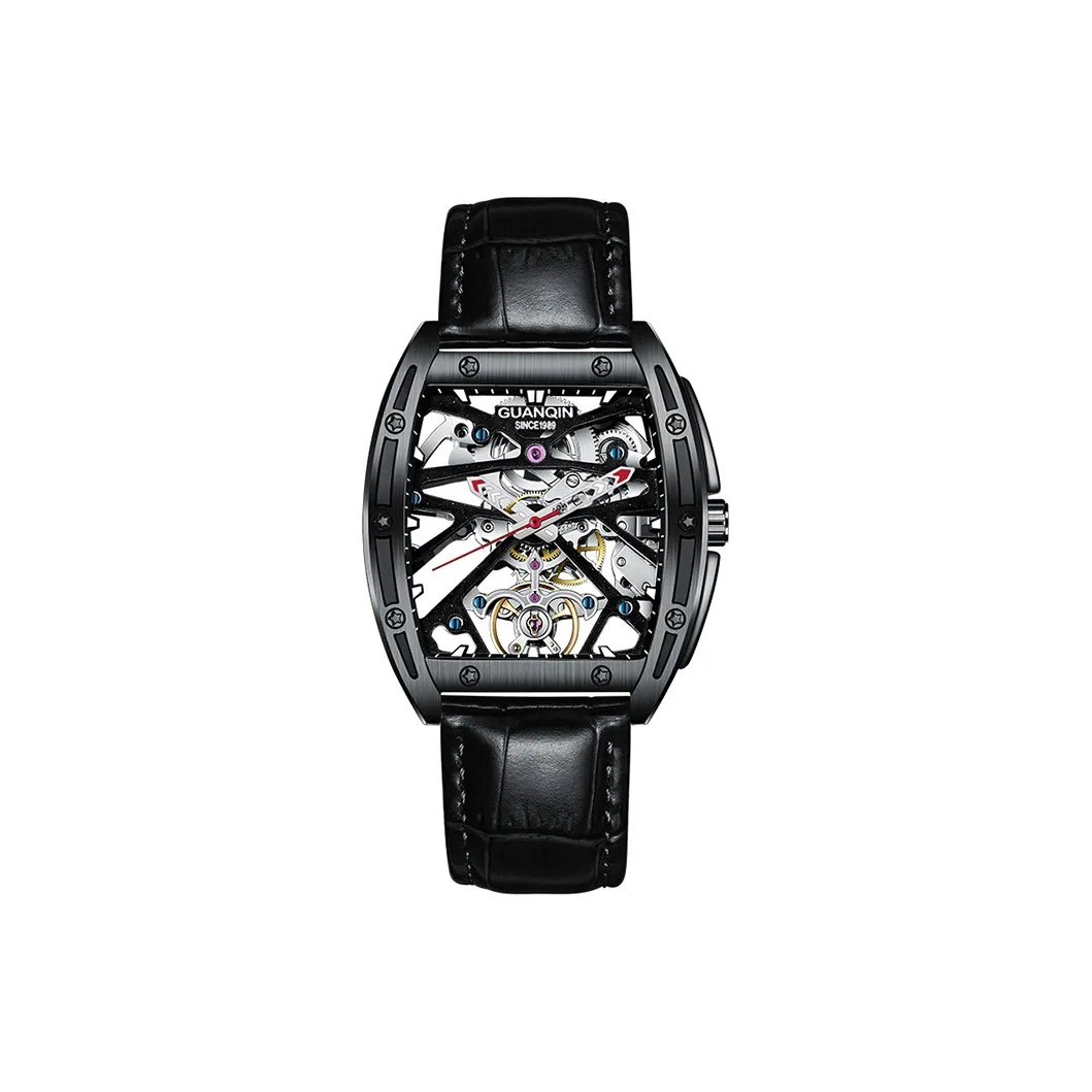 GUANQIN GUANQIN Automatic Mechanical Movement Leather Watch Bands Watch Men's Watches Cut-Out Dial