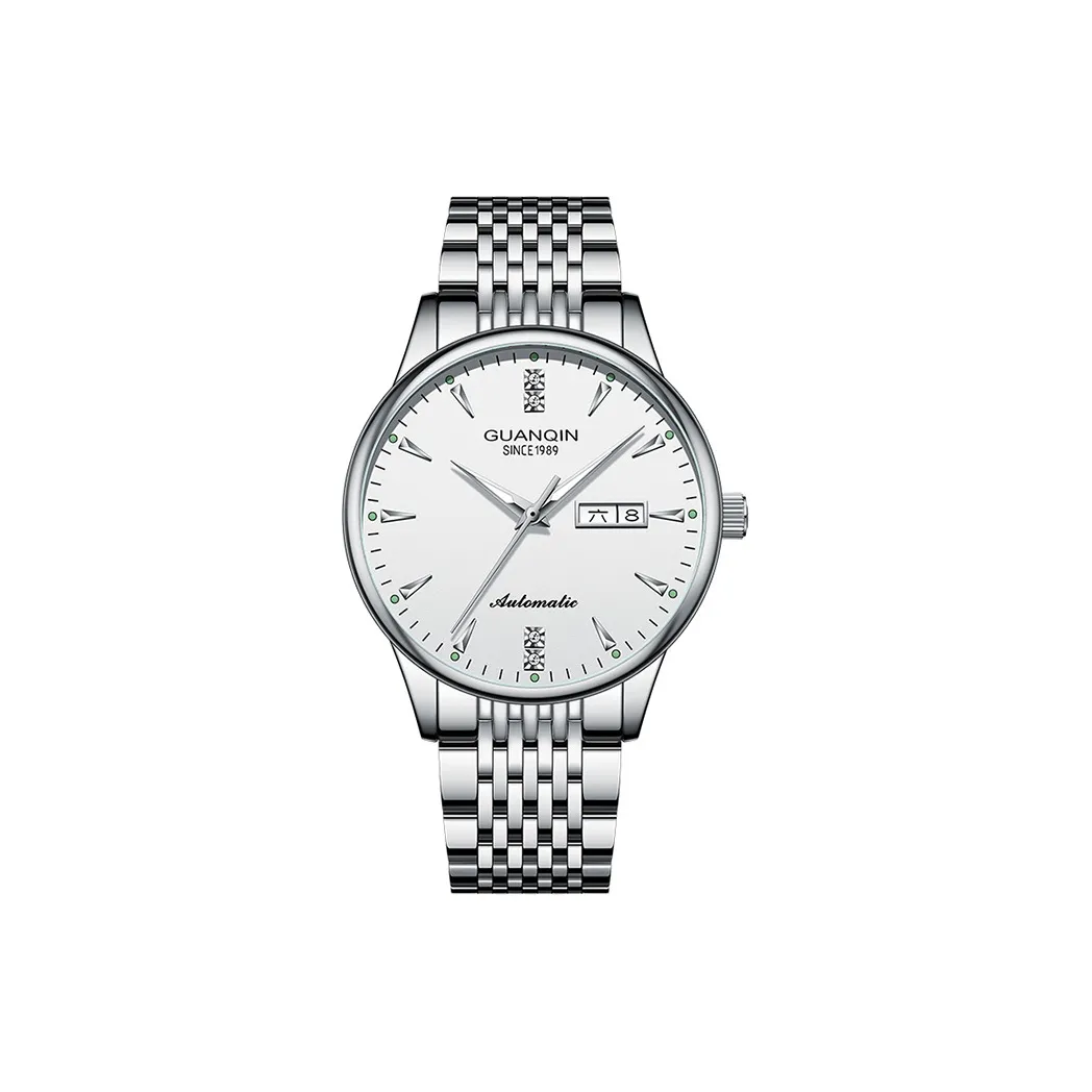 GUANQIN GJ16221 Автоматический Механический Механизм Нержавеющая Сталь Ремешок Часы Мужские Белый Циферблат