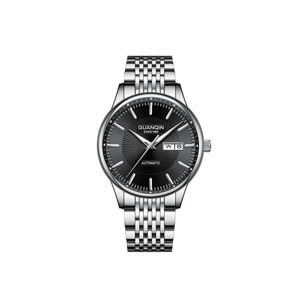GUANQIN GJ16266 Автоматический механический механизм ремешок из нержавеющей стали мужские часы белый циферблат