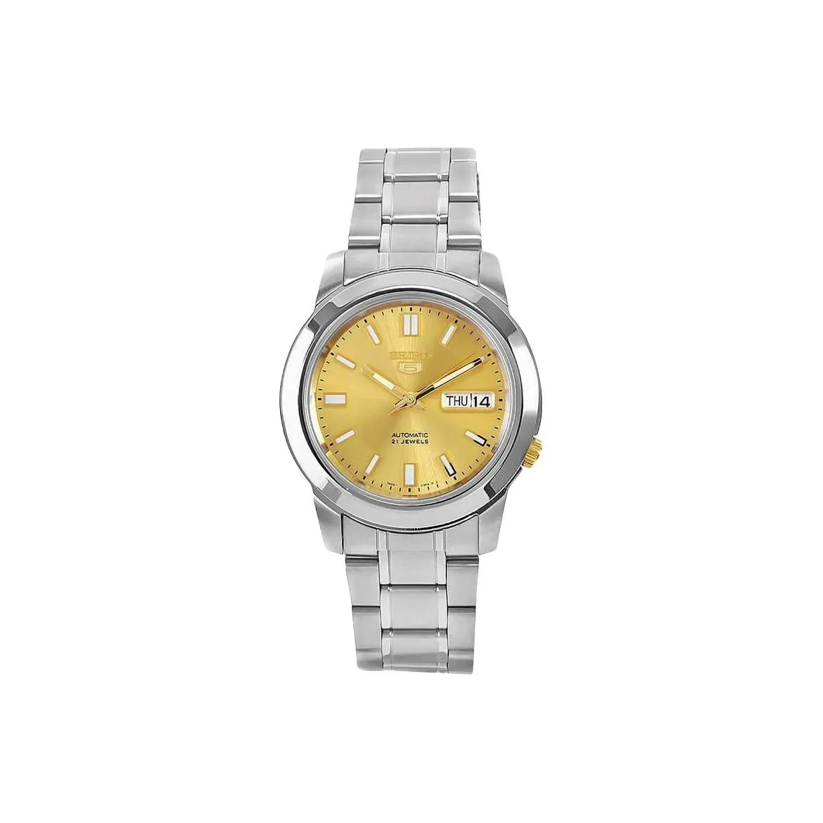 SEIKO Automatic Mechanical Movement Stainless Steel Strap Watch Unisex Gold Dial