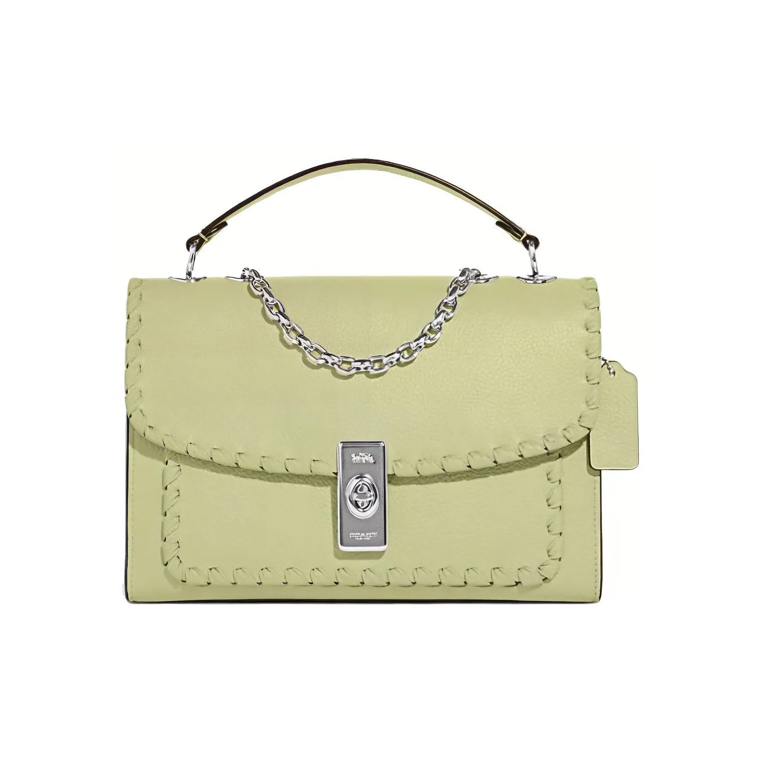 COACH Cow Leather Handbag Shoulder Bag Crossbody Bag Medium Size Women's Lime Green