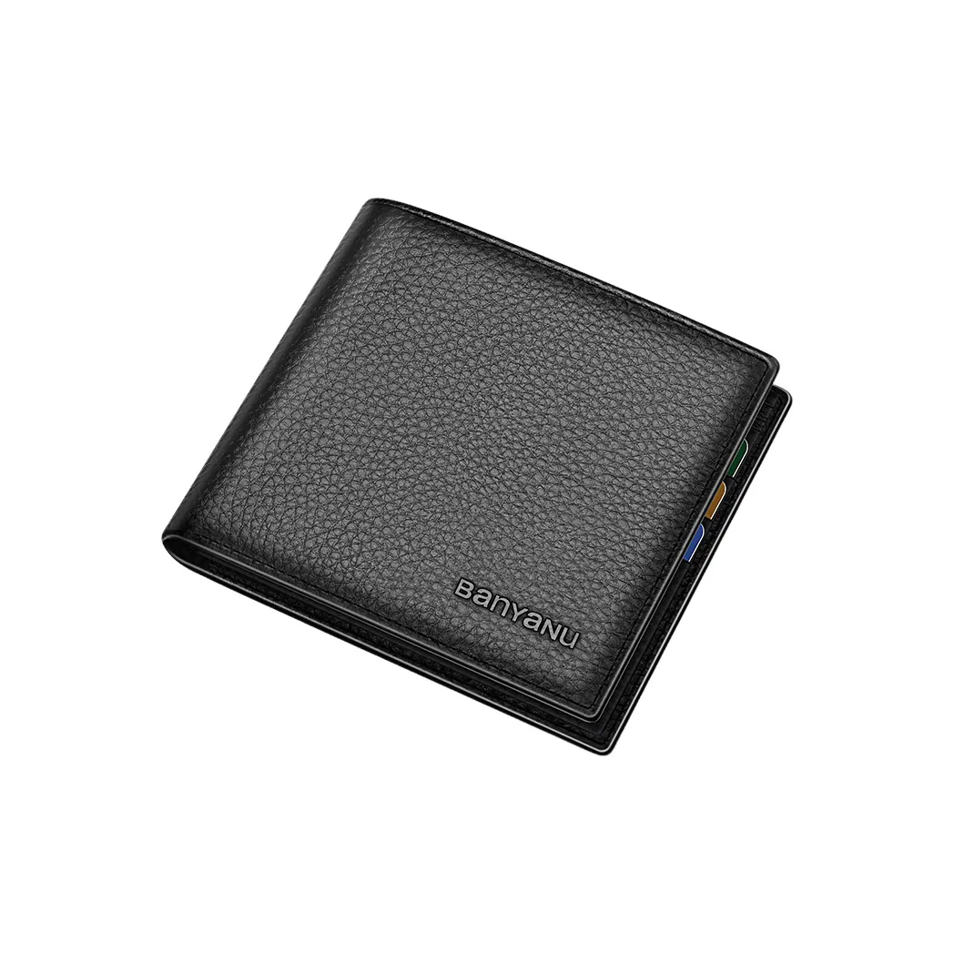 Banyanu Cow Leather Wallet Card Holder Money Clip Regular Men's Black/Coffee