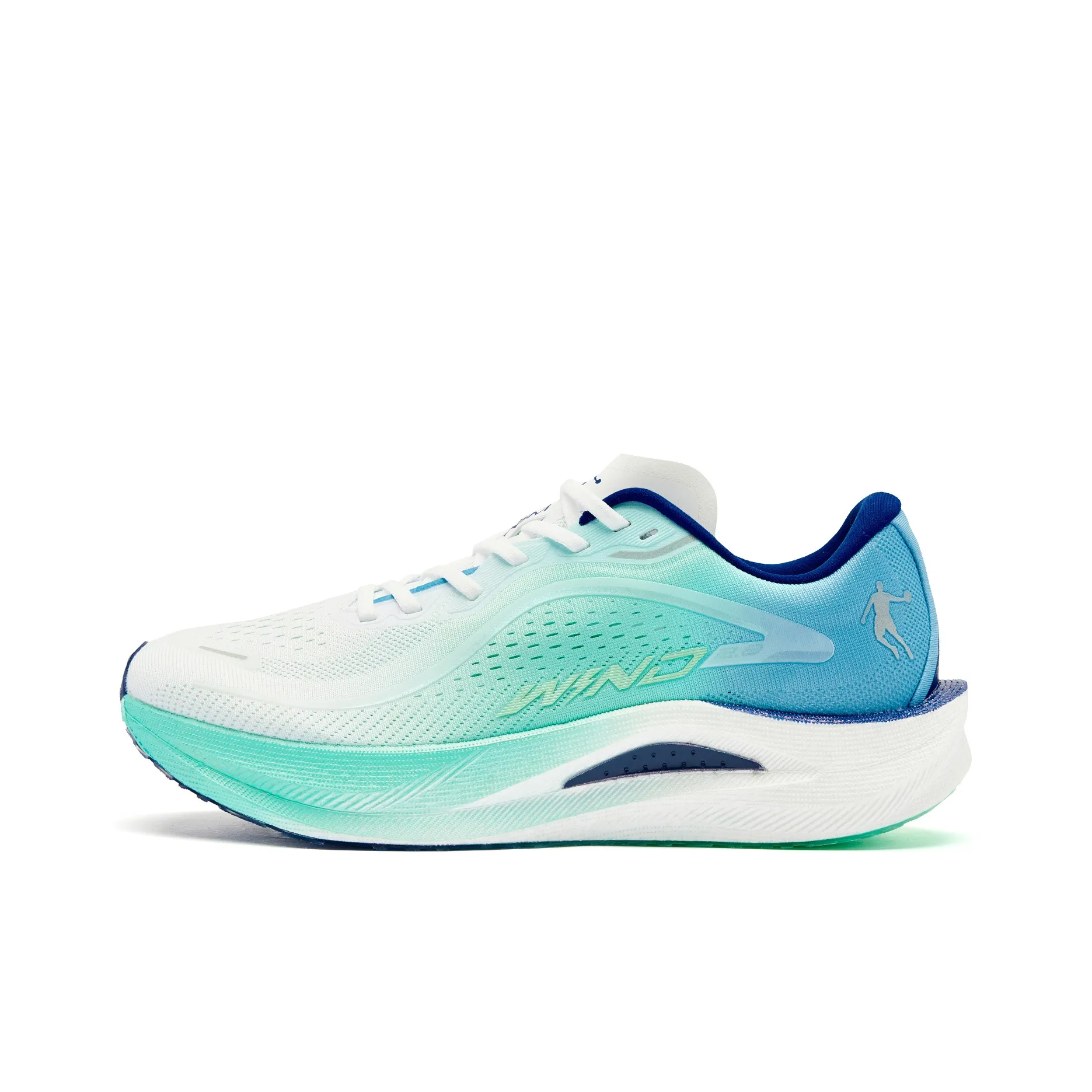 QIAODAN Strong Winds 2.0 Cushioning Anti-Slip And Wear-Resistant Low-Top Running Shoes Men's Smart Green Sea Salt Blue