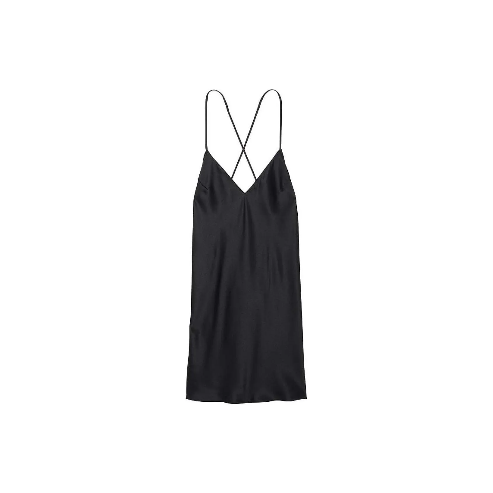 Victoria's Secret Satin Open Back Slip Nightgown Women's Black