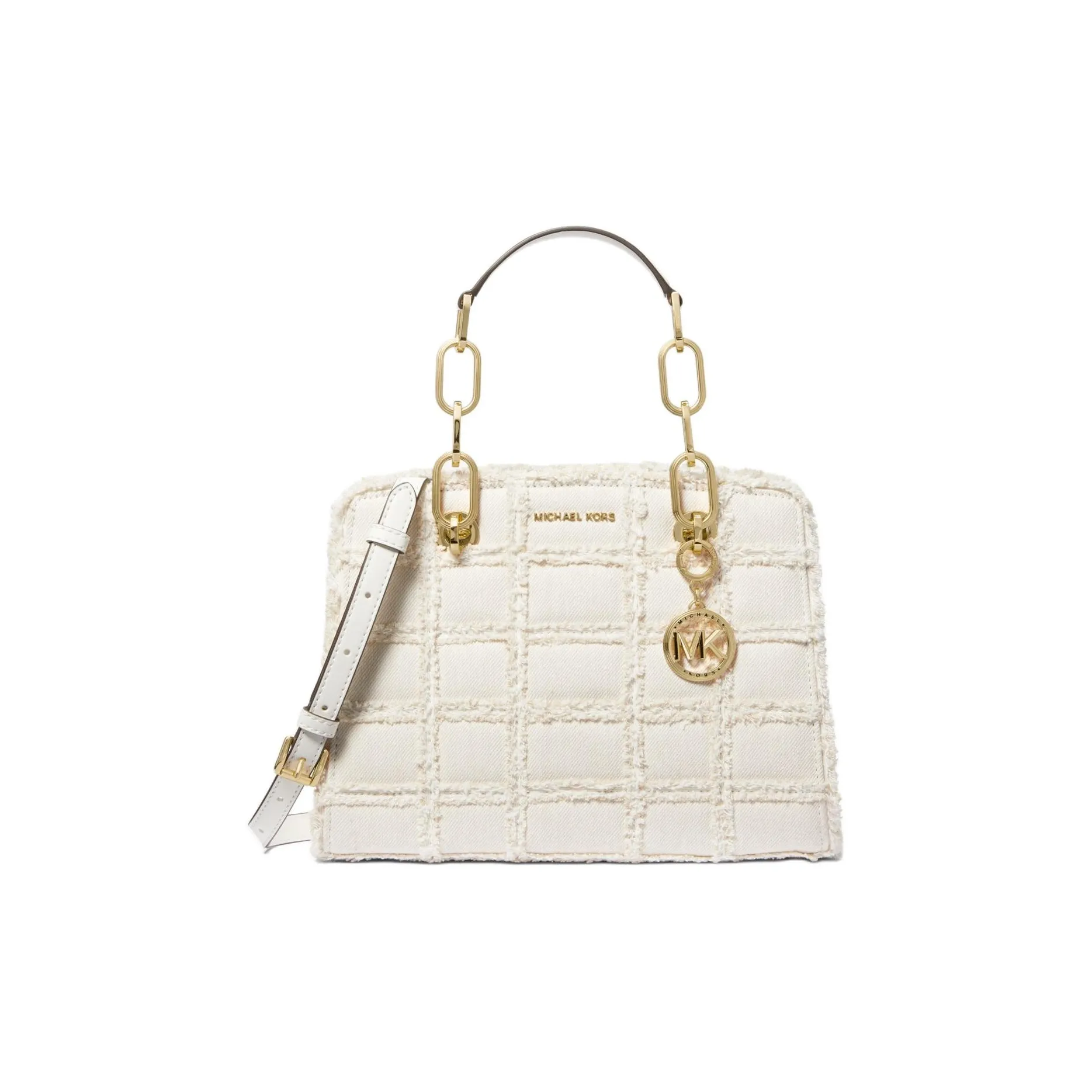 MICHAEL KORS Cynthia Fabric Shoulder Bag, Crossbody Bag, Handbag Trumpets Women's Pure White
