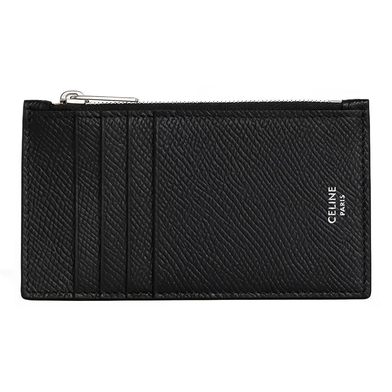 CELINE Grained Calfskin Card Holder, Wallet Men's Black