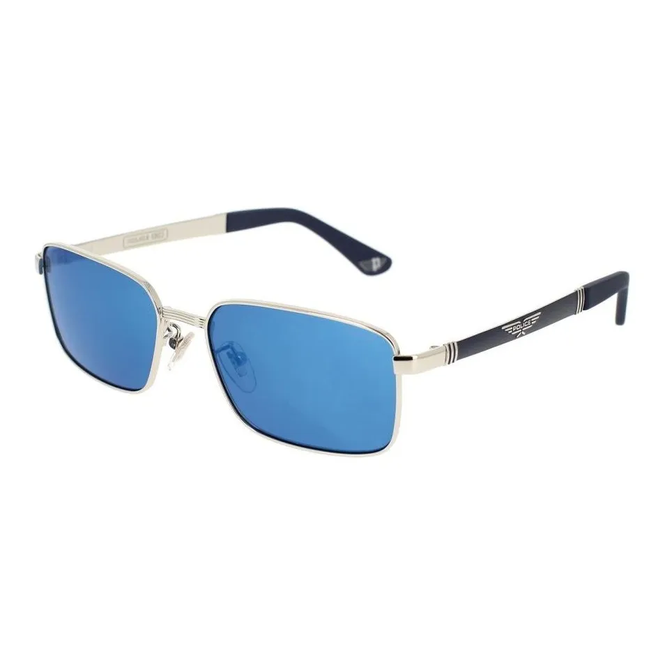 Police Metal Rectangular Sunglasses Men's Gold