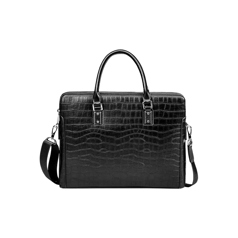 NIUMJ Сумка из лососевой кожи Сумка через плечо Сумка для ноутбука Сумка повседневная Мужская Черная