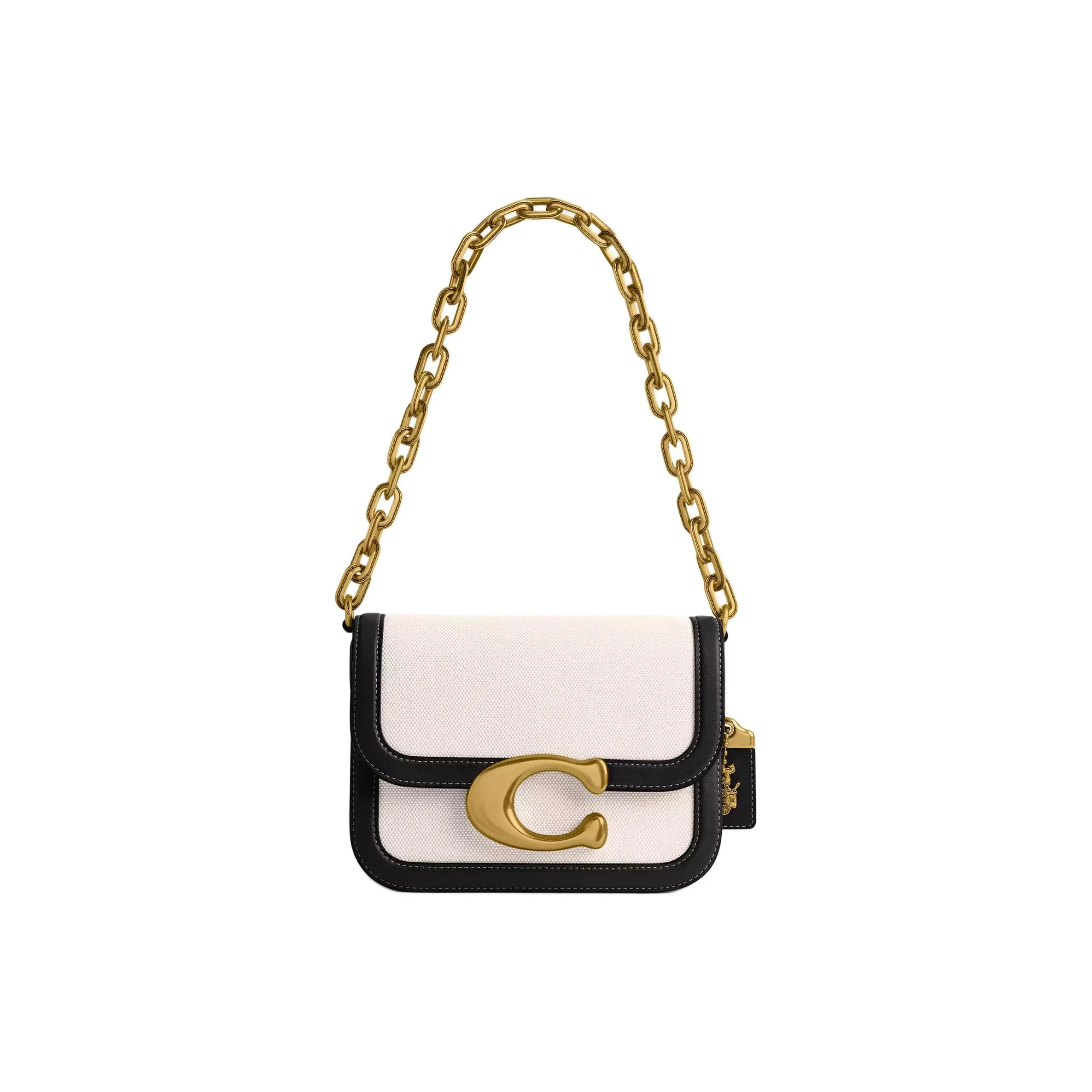 COACH IDOL Canvas With Tanned Leather Crossbody Bag, Shoulder Bag Women's Brass & Rock Salt & Black