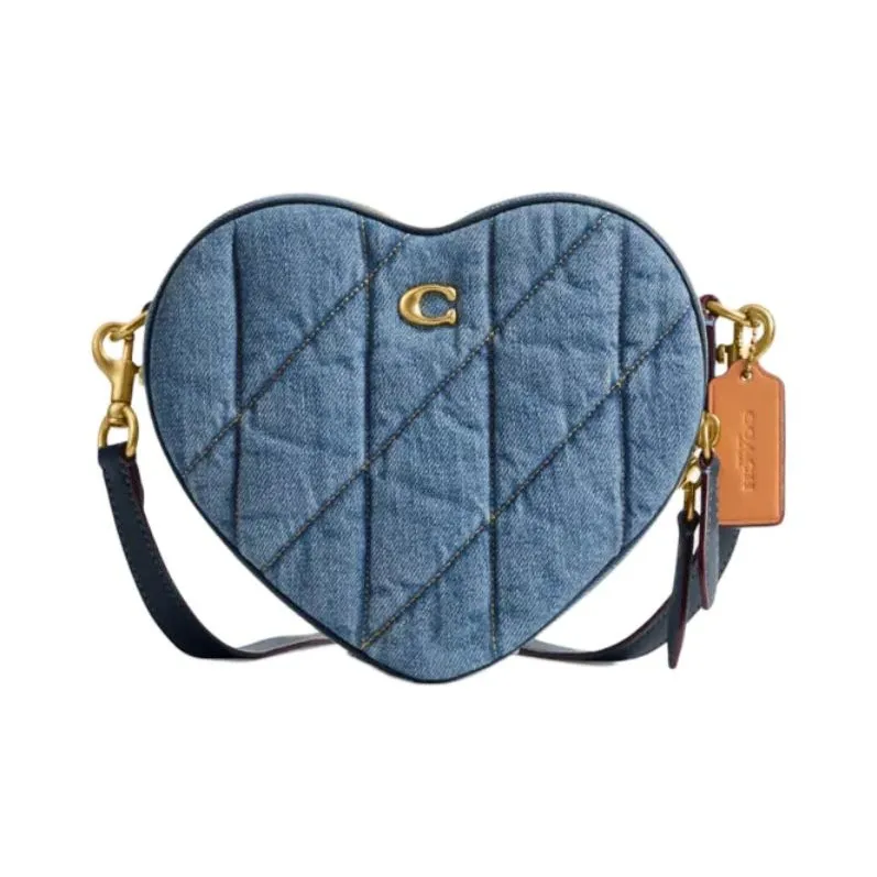 COACH Heart Denim Shoulder Bag, Crossbody Bag Trumpets Women's Indigo