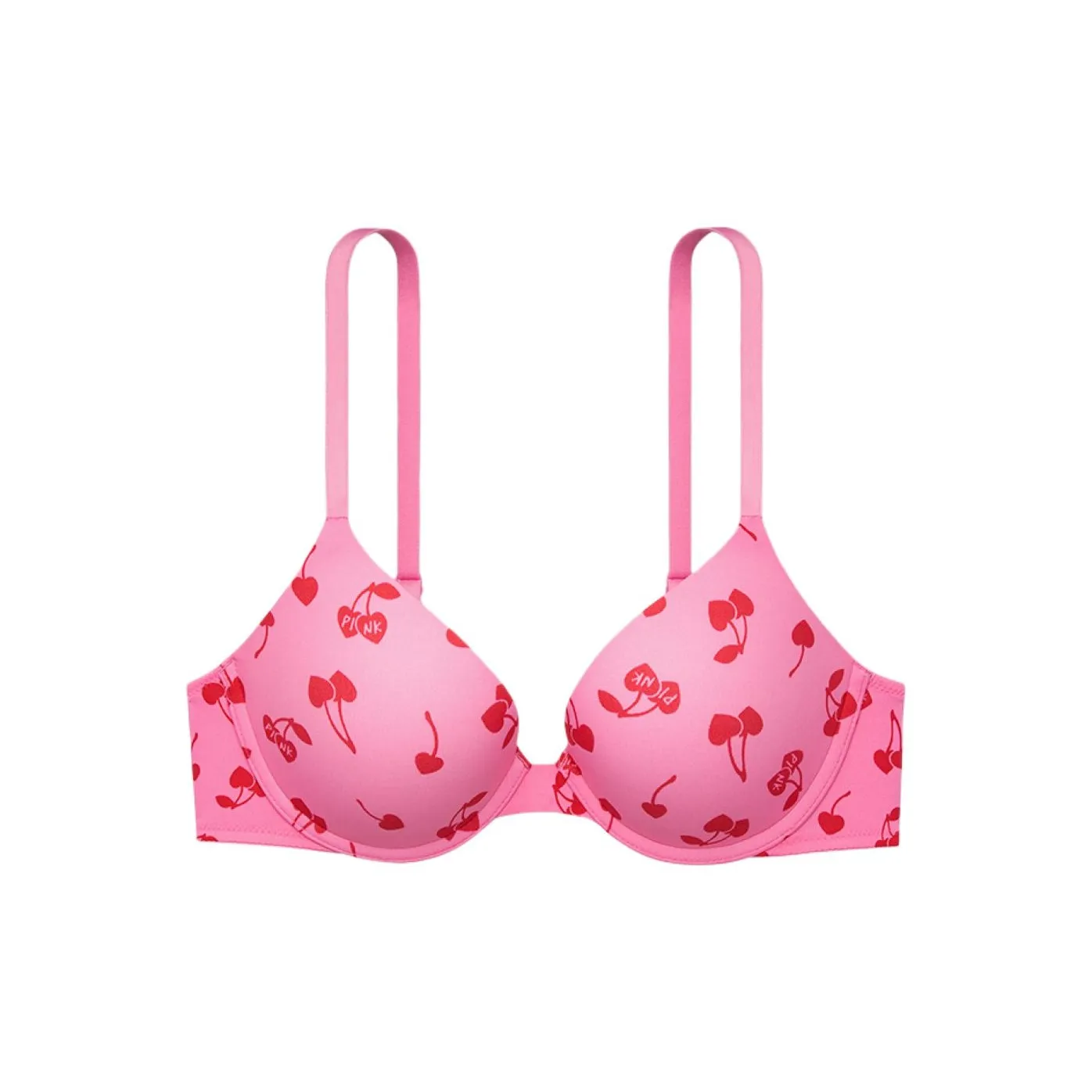 Victoria's Secret PINK 1690 Gathering Style WEAR EVERYWHERE PUSH-UP Bra Women's Pink Cherry Print