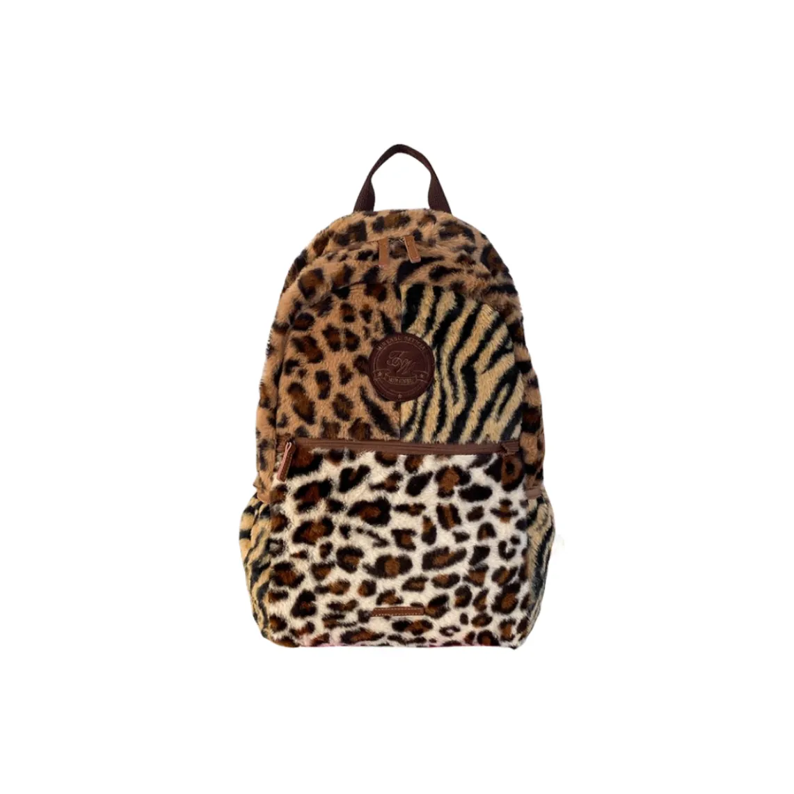 BRABOSTON Fleece Leopard Print Comfortable Backpacks Backpack Unisex Black/White/Pink/Coffee