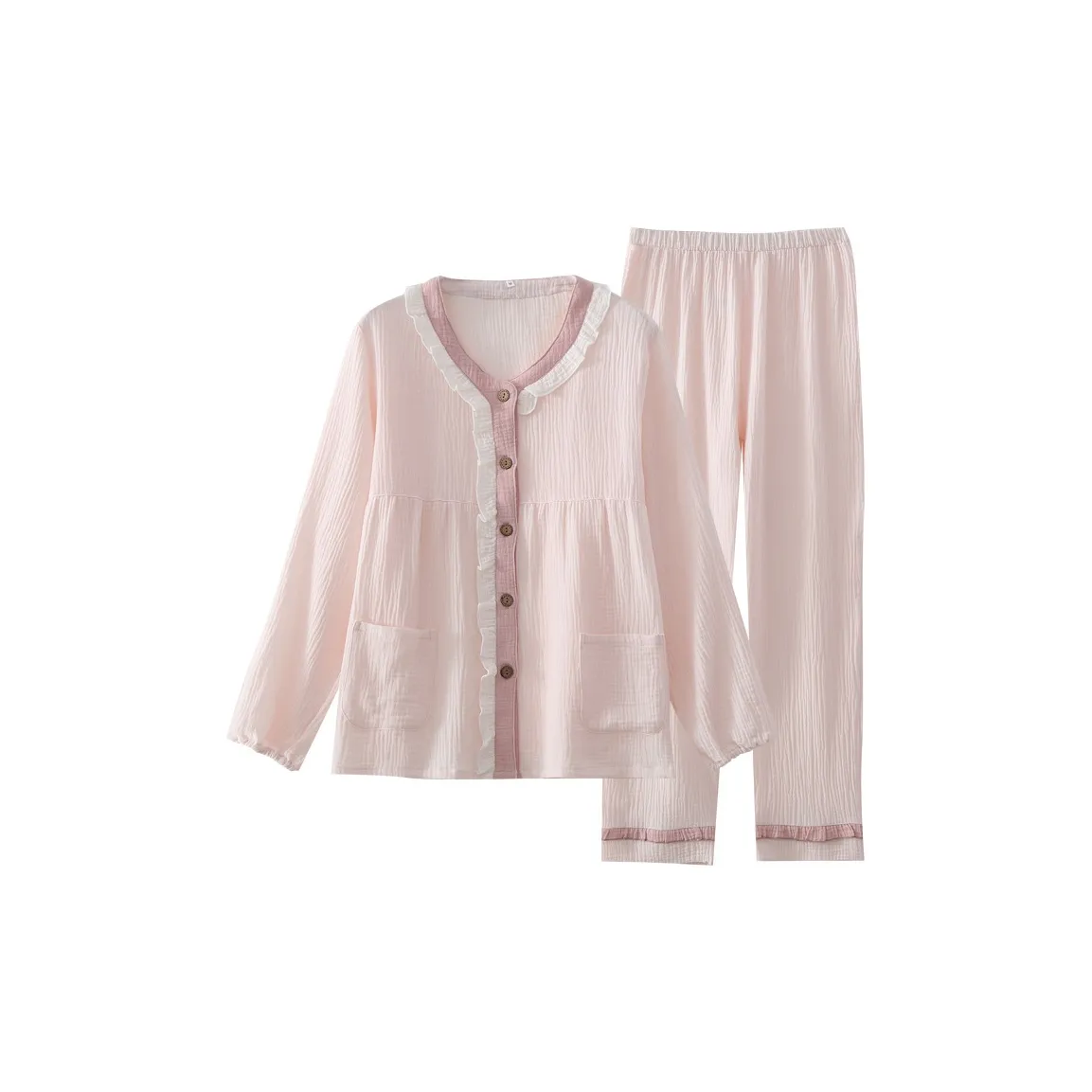 Сон Студенты Спальня Домашний Освежающий Комплект Пижам Верхняя одежда Готовый Мода Универсальный Свободный крой Женский Розовый