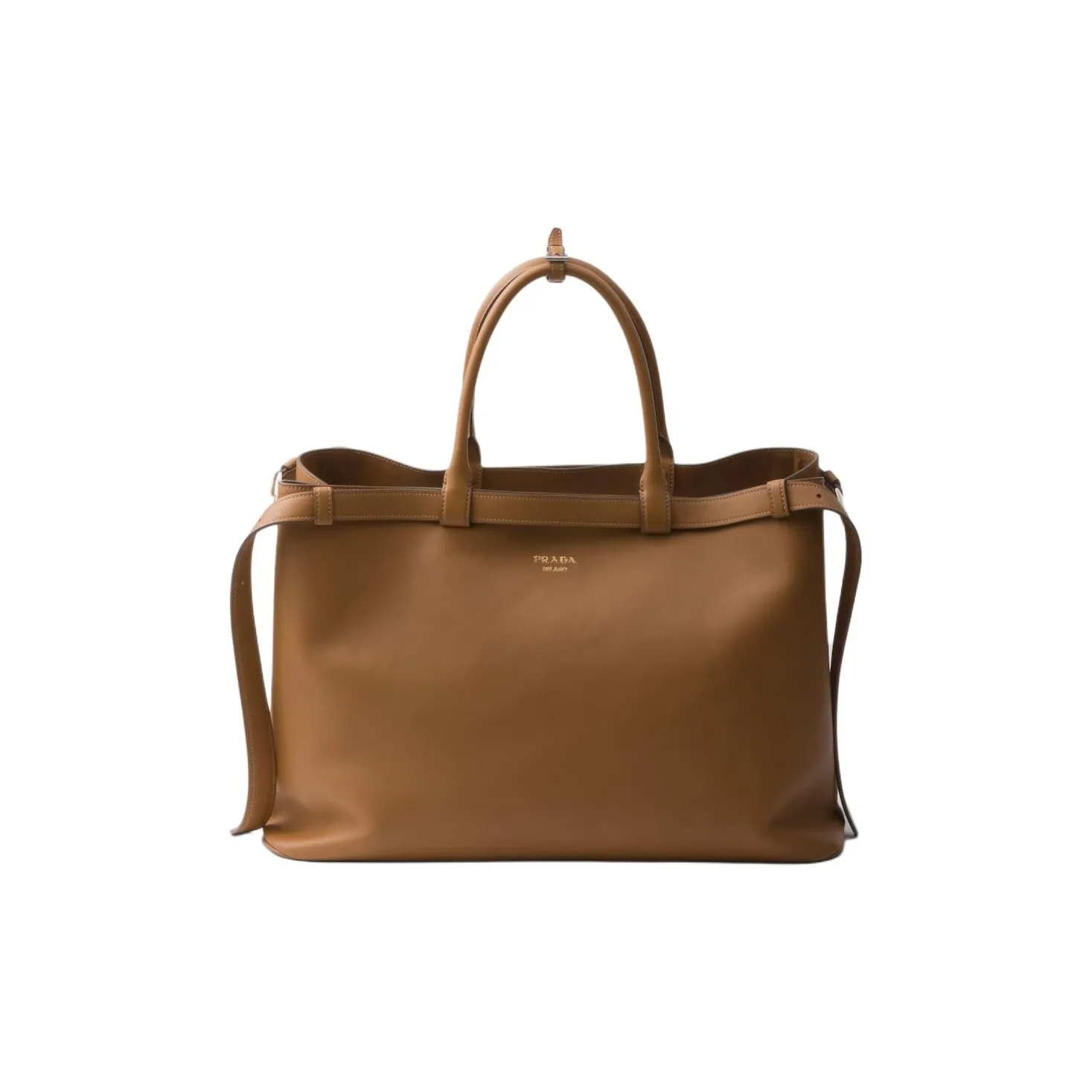 PRADA Leather Tote Bag, Shopping Bag, Handbag Men's Caramel