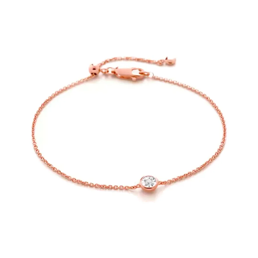Monica Vinader 925 Silver Diamonds Bracelets Women's Rose Gold