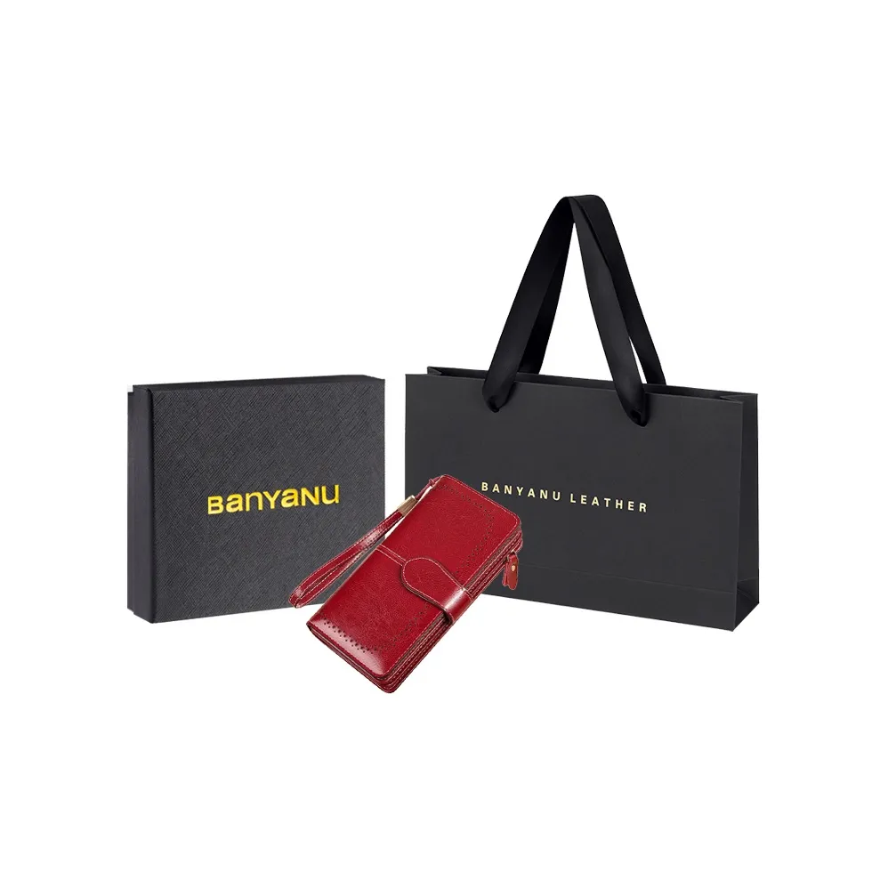Banyanu Кошелек из коровьей кожи стандартный женский бордовый желтый черный синий