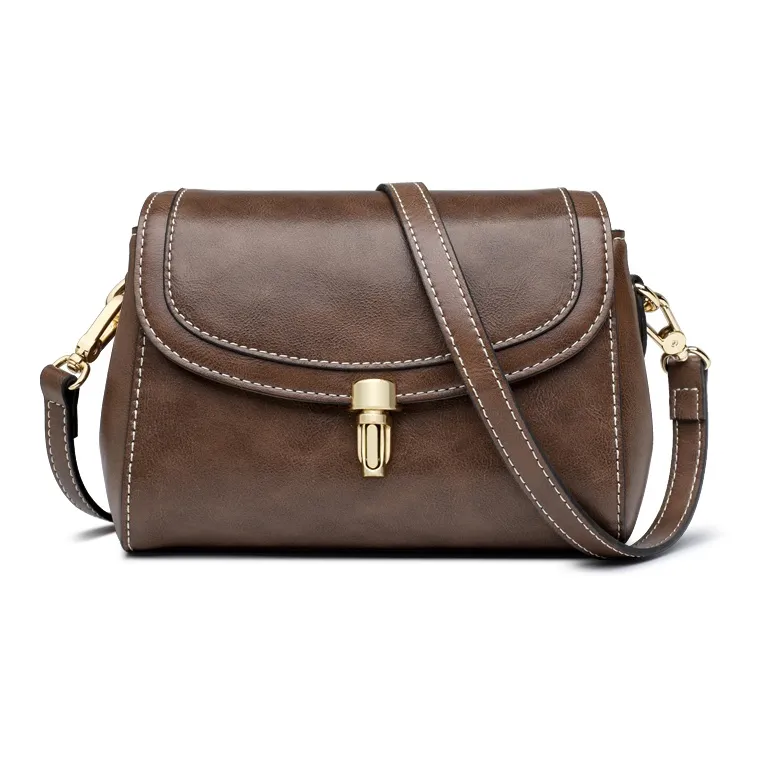 Old Man's Head Cow Leather Crossbody Bag Shoulder Bag Regular Women's Coffee