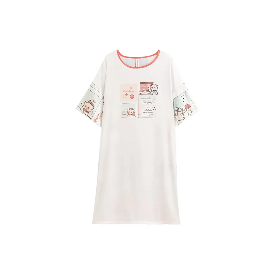 FENTENG Nightgown Women's Elegant White