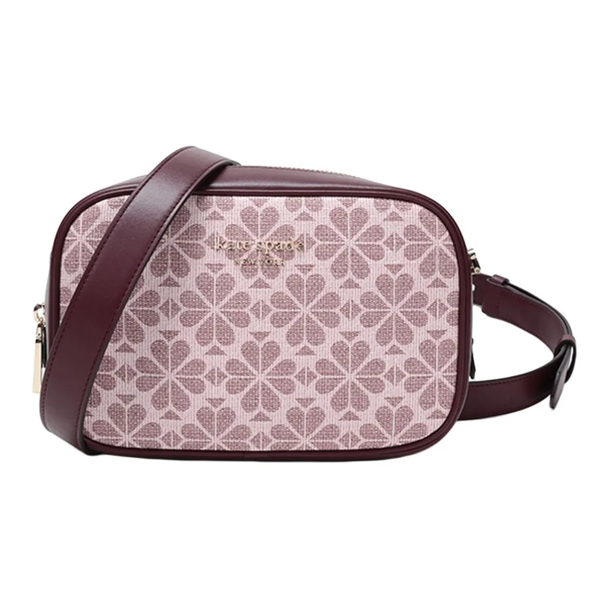 Kate Spade Flower Artificial Leather Camera Bag, Shoulder Bag Women's Pink Burgundy