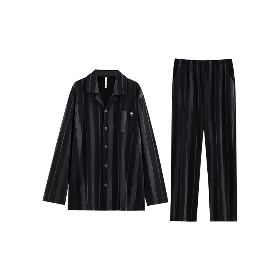 Yue Nei Pajama Set Men's Bamboo Charcoal Black