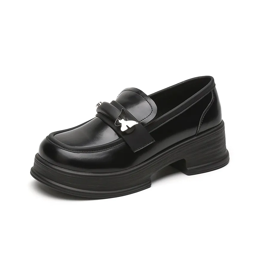 EXULL Q Ballet Flats Loafers 5cm Women's Black