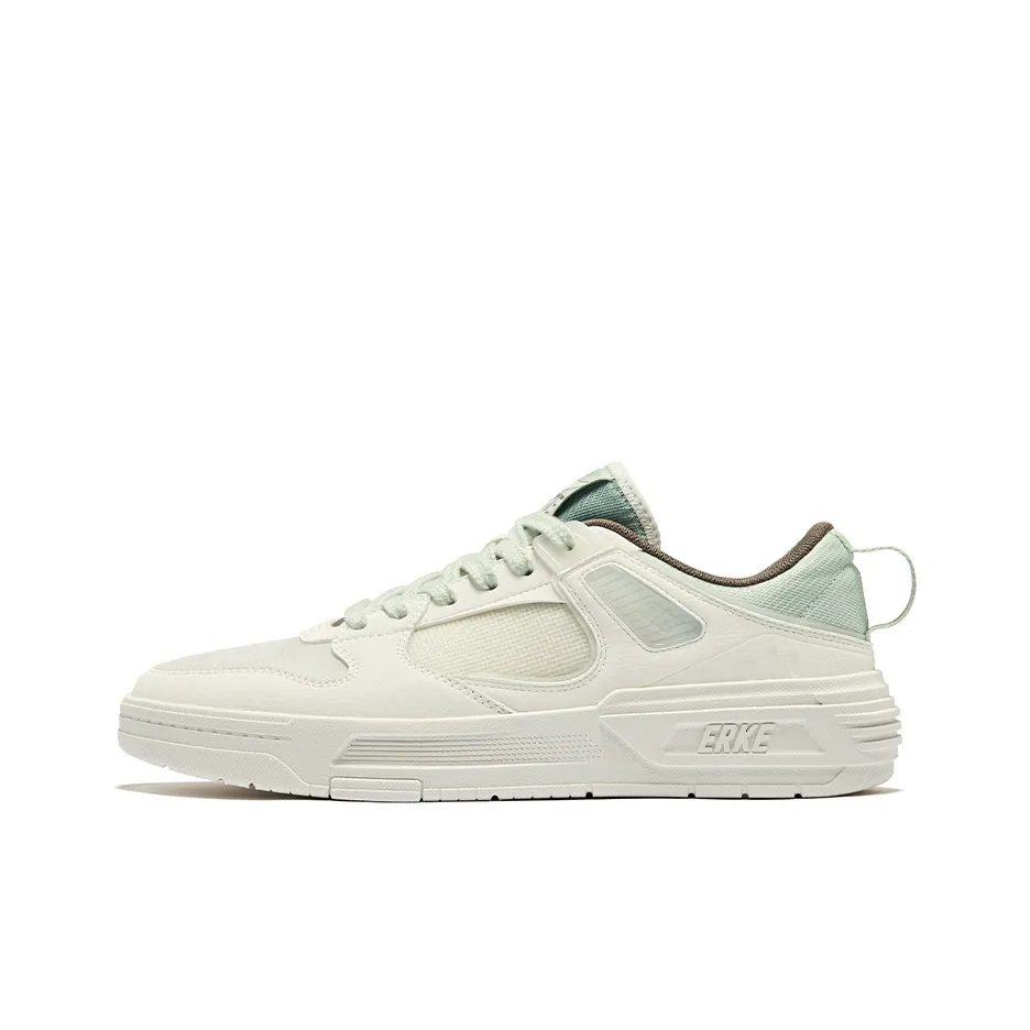 Erke Qingshi Durable Breathable Low Top Skateboard Shoes Men's Microcrystal White Light Pea Green