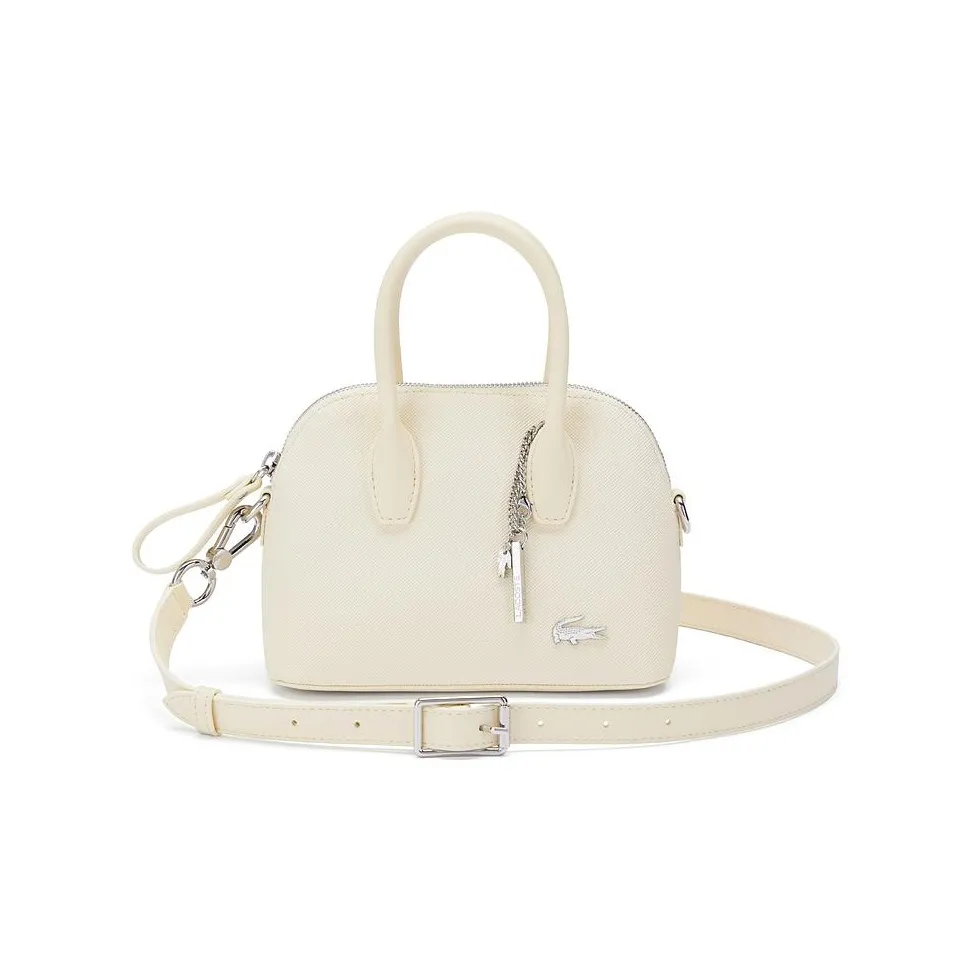 LACOSTE PU Handbag, Shoulder Bag, Crossbody Bag Small Size Women's Bone White