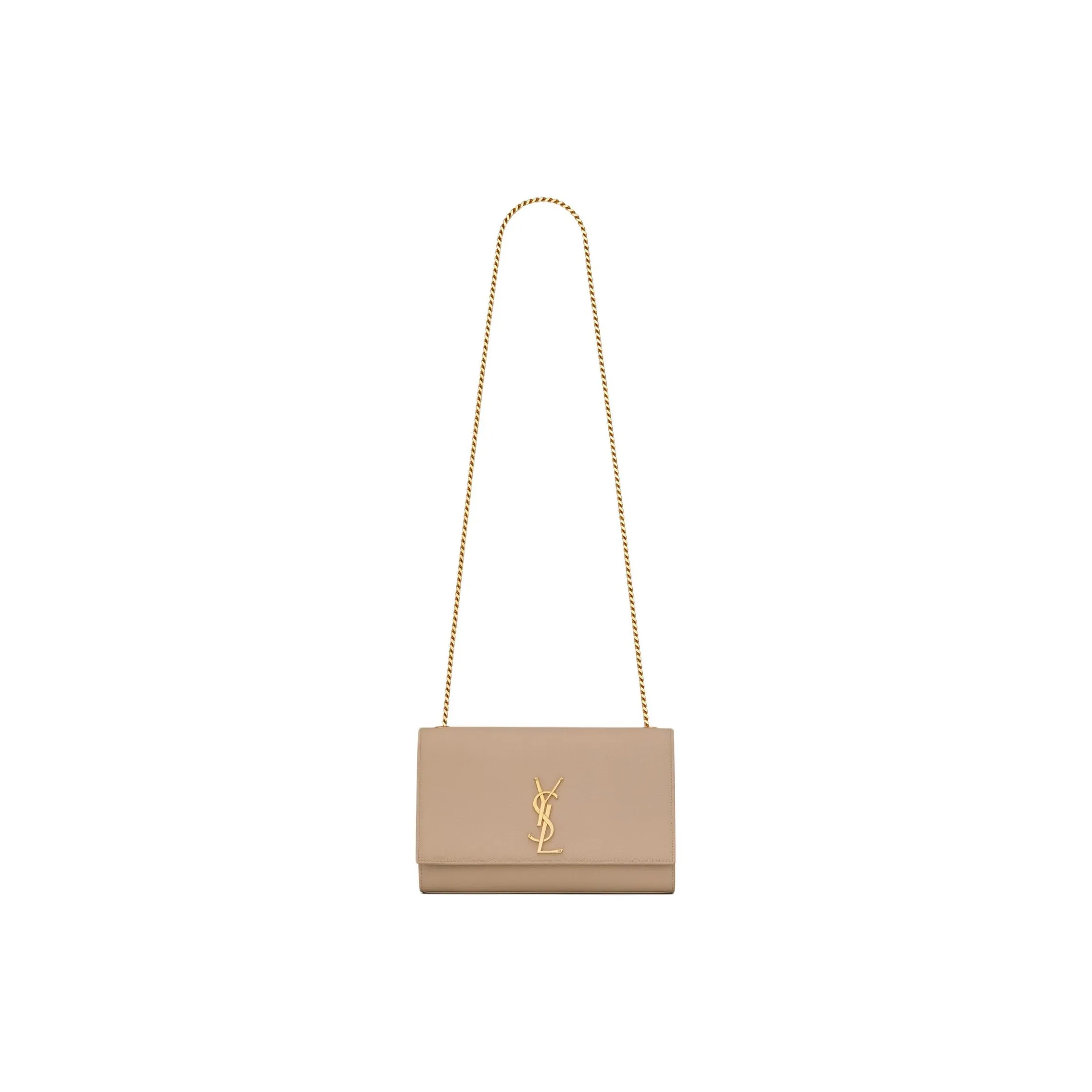 SAINT LAURENT KATE Calfskin Crossbody Bag, Shoulder Bag Women's Dark Beige