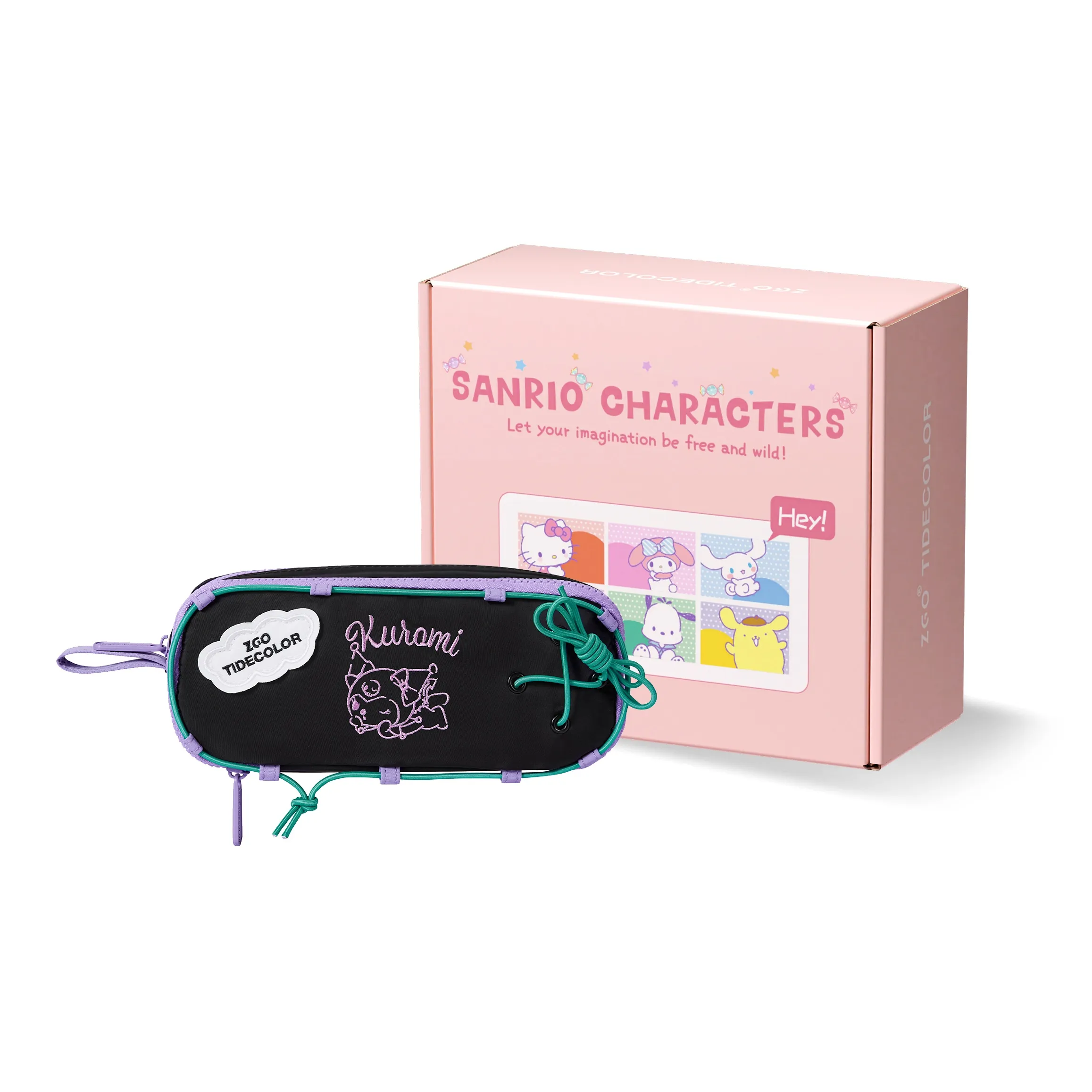 Zgo Sanrio, Collaboration IP Edition Kulomi Polyester Storage Bag, Pencil Case, Pen Pouch, Pencil Case Unisex Black