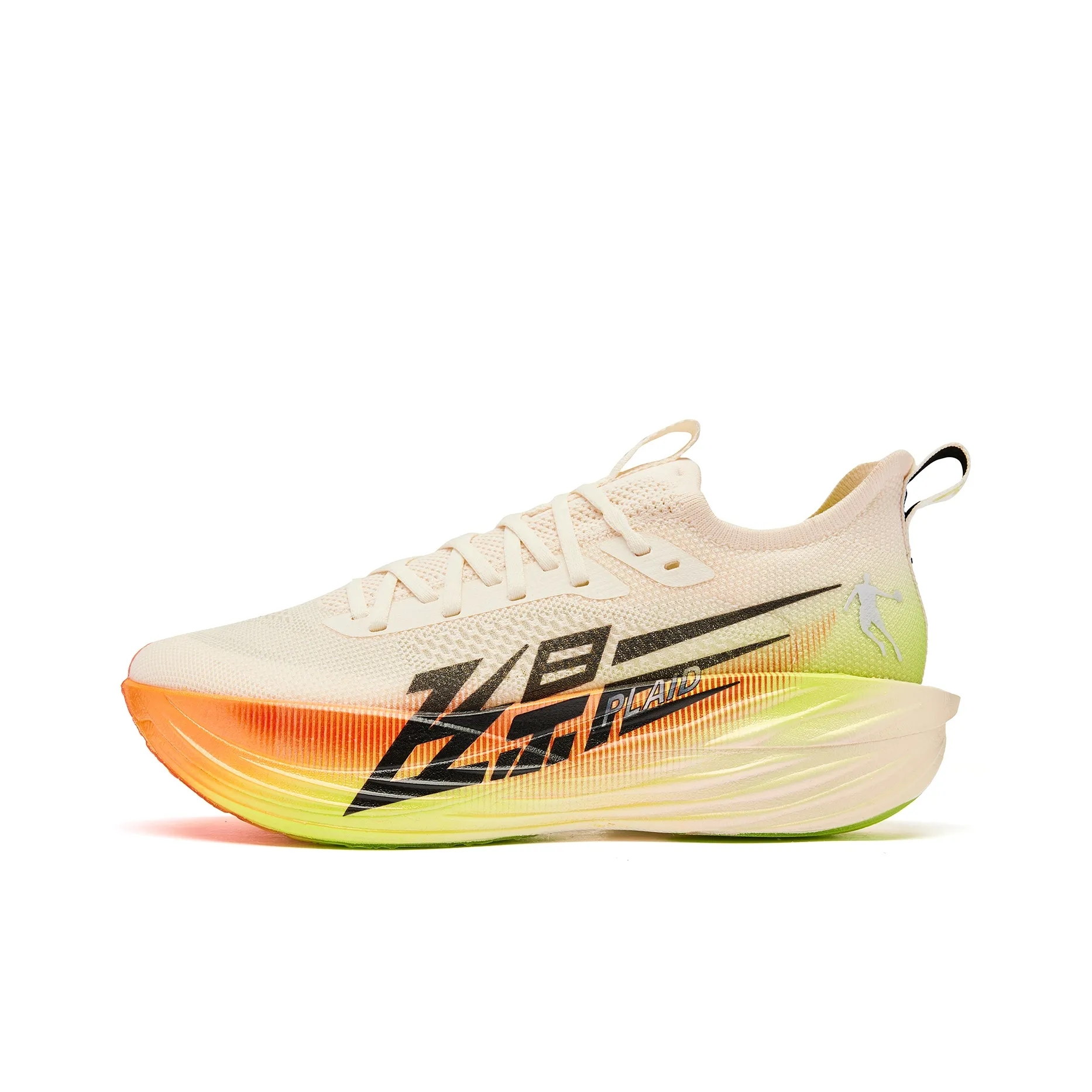 QIAODAN Flying Shadow PLAID 1.5 Running Shoes Women's Low Top Vanilla Yellow Sun Orange